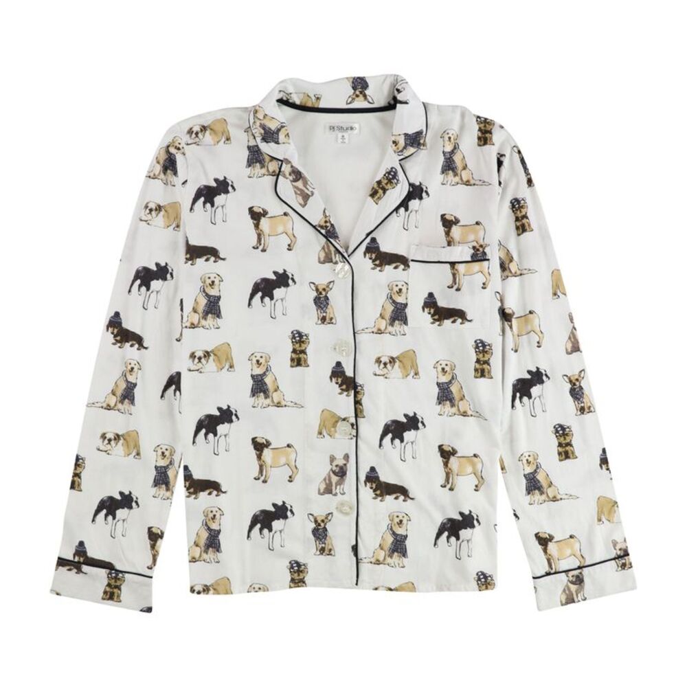 PJ Studio Womens Dogs Button Down Pajama Tops, NWT